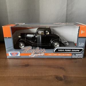 1934 Ford Coupe Diecast Model Car Black 1/24 Scale Motormax
